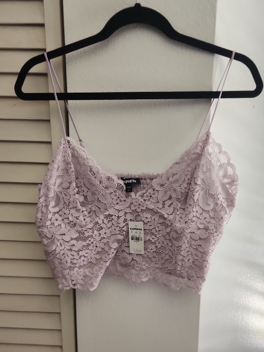 Express Lilac Lace Cropped Camisole In A LARGE